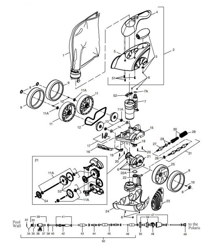 Polaris 3900 Sport Automatic Pool Cleaner | Includes Head & Hose | F6 Parts Schematic