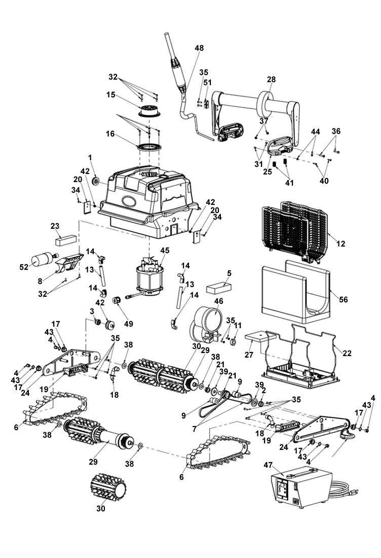 Aquabot Turbo T2+ Robotic Pool Cleaner with Caddy  | ABTURT2R2 Parts Schematic