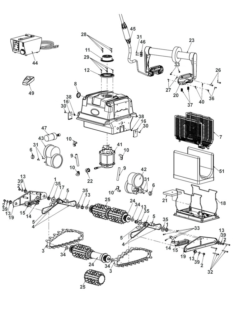 Aquabot Turbo T4-RC+ Robotic Pool Cleaner with Remote Control and Caddy | ABTURT4R2 Parts Schematic