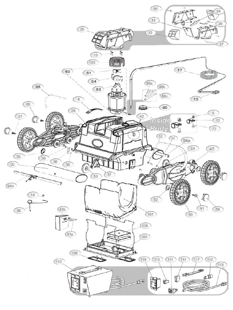 Aquabot Turbo T-Jet Robotic Pool Cleaner | ABTTJET Parts Schematic