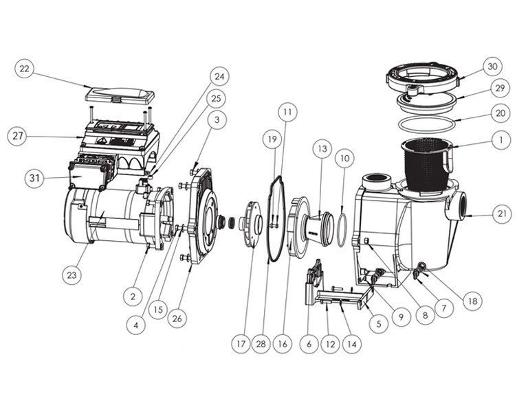 Pentair Intelliflo Variable Speed Energy Efficient Pump VS+SVRS 3.2kW 3HP Max 230V | 011017 Parts Schematic