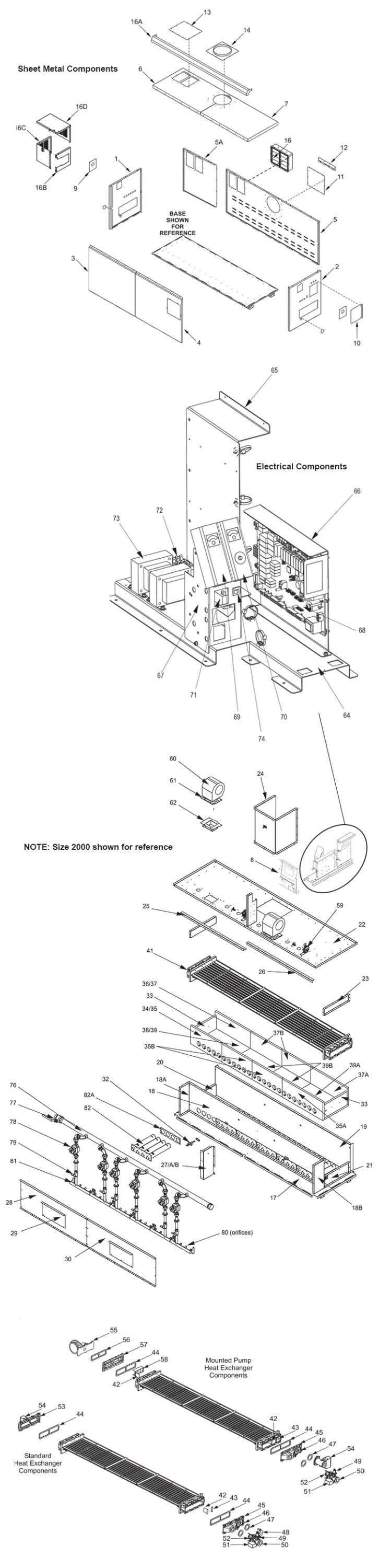 Pentair PowerMax High Performance Outdoor Commercial Swimming Pool Heater | Indoor-Outdoor Pump Mounted | Cupro Nickel Exchanger | 500M BTU Natural Gas | PM0500NACC2PXN PM0500NACC3PXN Parts Schematic