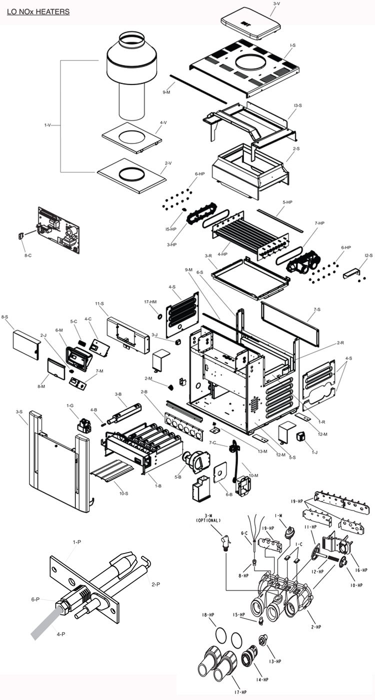 Raypak Digital Low NOx Natural Gas Heater 200K BTU | 010162 Parts Schematic