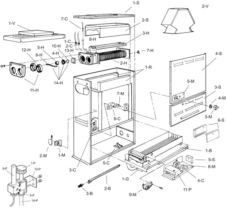 Raypak Versa 55K BTU Heater | Millivolt Standing Pilot | Natural Gas B-R055B-MN 004682 B-M055B-MN 010428 Parts Schematic