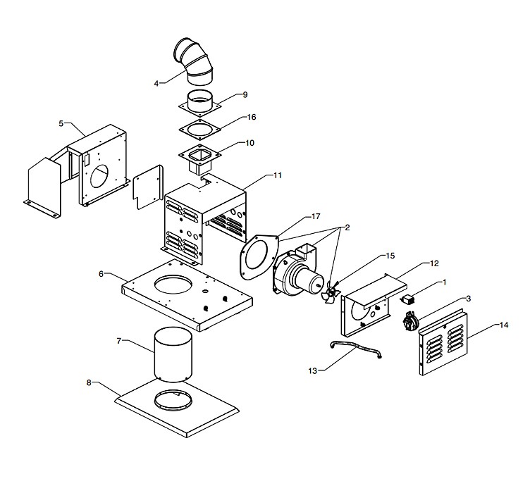 Raypak D-2 Indoor Power Vent 206-267 120/240V | 009832 Parts Schematic