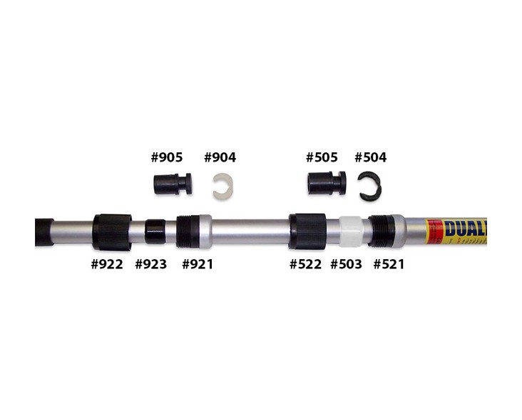 Skimlite 9000 Dual Cam Series Telepole with Inner Cam and Outside Lock | 8' to 24' | 3-Piece | 9024 Parts Schematic