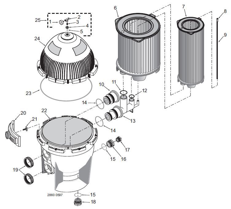 Pentair Sta-Rite System:3 Modular Media Cartridge Filter | 300 sq. ft. | S7M120 Parts Schematic