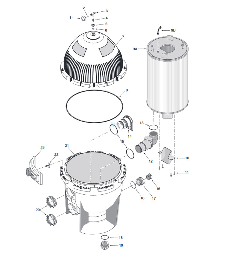 Pentair Sta-Rite  SD Series Modular D.E. Filter System 3 | Backwash Valve Required -  Not Included |  60 Sq Ft | S7MD60 Parts Schematic