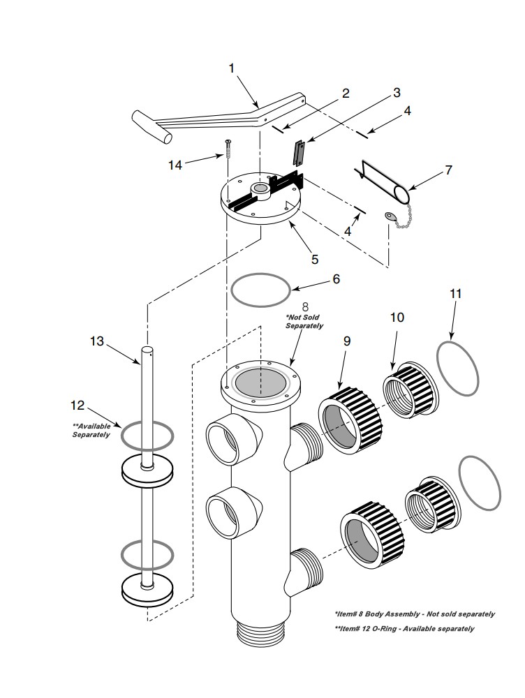 Pentair Sta-Rite Valve Side Push Pull 2" Slip w/ Union Backwash Valve| WC212-134P Parts Schematic