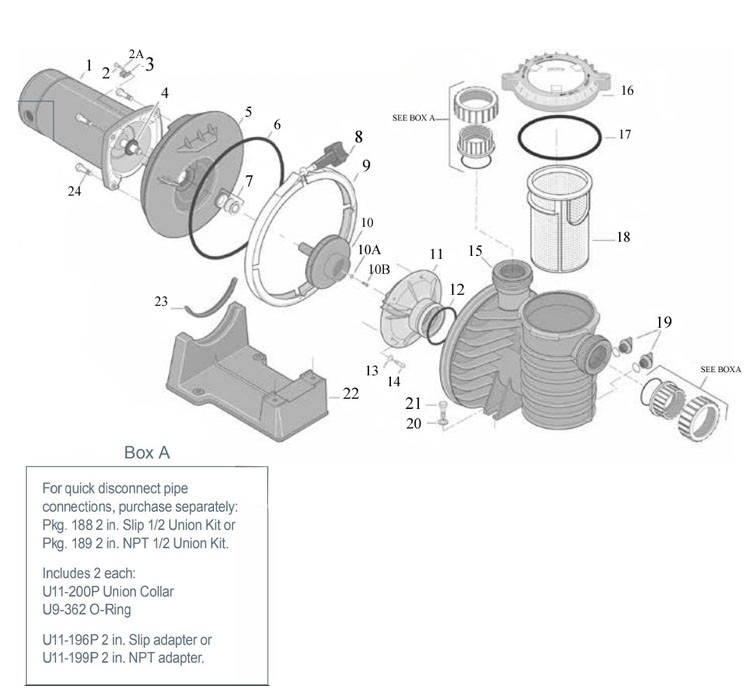 Sta-Rite Max-E Pro 1HP Standard Efficiency Up-Rated Pool Pump 115-230V | P6RA6E-205L Parts Schematic