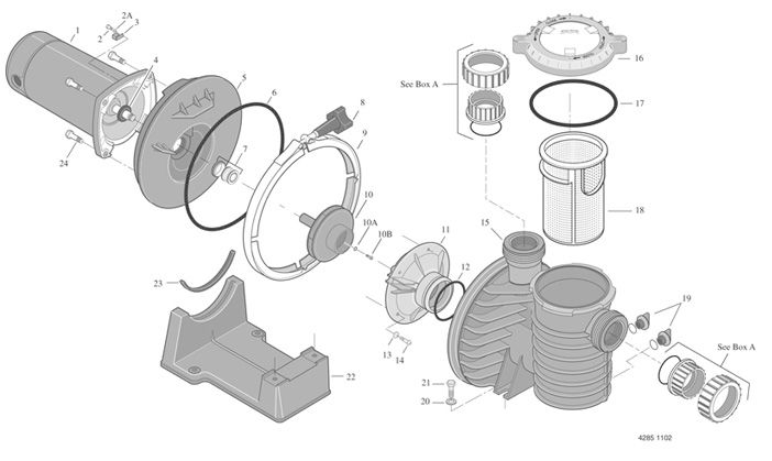 Sta-Rite Max-E-Pro 1.5HP Energy Efficient 2-Speed Up-Rated Pool Pump 230V | P6RA6YF-206L Parts Schematic