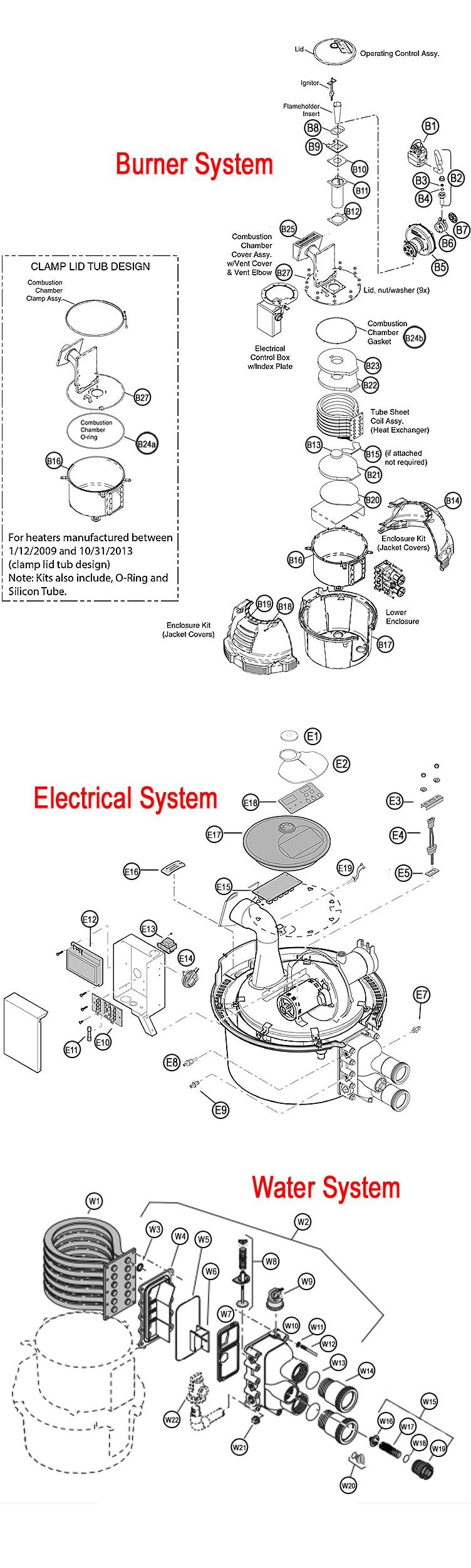 Sta-Rite Max-E-Therm Low NOx Commercial Swimming Pool Heater - Electronic Ignition - Natural Gas - 400,000 BTU ASME - 460763 Parts Schematic