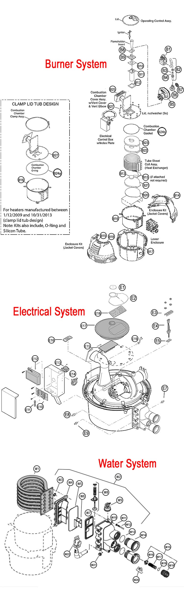 Sta-Rite Max-E-Therm Low NOx Pool Heater | Electronic Ignition | Digital Display | Natural Gas | 200,000 BTU | SR200NA Parts Schematic