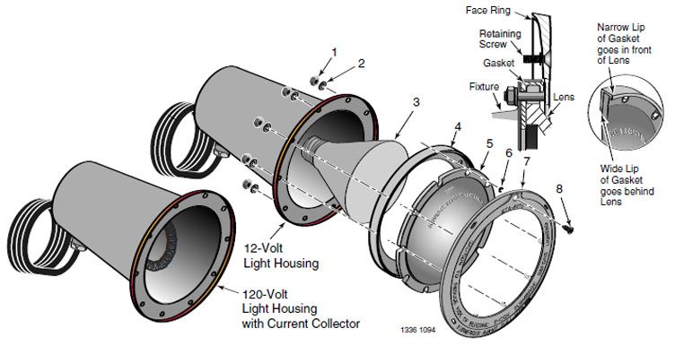 Pentair SwimQuip Pool Light for Inground Pools | 300W, 12V, 25' Cord | 05082-0025 Parts Schematic