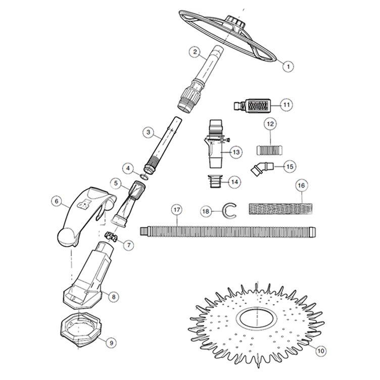 Baracuda G2 Inground Suction Side Pool Cleaner | Complete with 36ft Hose | W70472 Parts Schematic