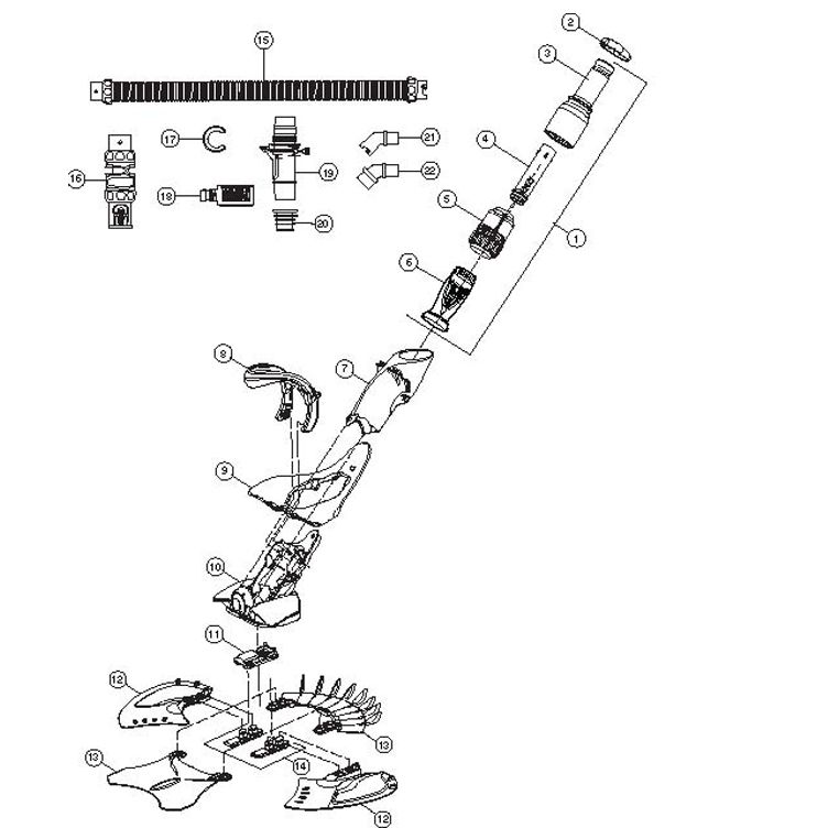 Baracuda X7 Quattro Inground Suction Side Pool Cleaner | Complete with 36' Hose | X7 Parts Schematic