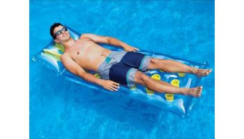 Swimline 76" 18 Pocket Suntanner French Pool Mattress | Blue/Yellow | 9035