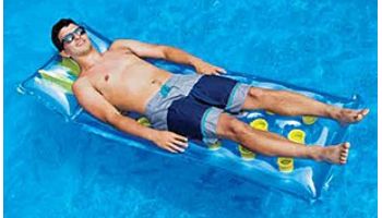 Swimline 76" 18 Pocket Suntanner French Pool Mattress | Blue/Yellow | 9035