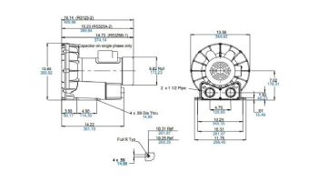 Air Supply Regenair Oilless Regenerative Commercial Blower Motor Mounted | 2.5HP 120V 1PH | R5125-2