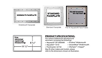 SimPoolTec Above Ground Skimmer Plug | 11-1/2" x 5-3/16" | Widemouth Faceplate | AGWM-H