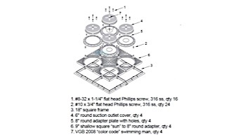 Aquastar Four (4) Square RSUN9/8HPH for 1" Deep 18" Sq. Retrofits | Black | RSUN18HPHR102