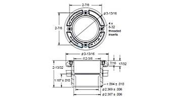 AquaStar 6" Bulkhead Adapter, 2.5 " Thread, 2" Socket, with Gaskets and Locking Nut for Fiberglass/Steel | White | 6HA25T20S101