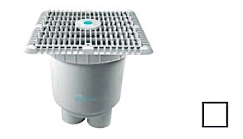 AquaStar 9" Square Wave Anti-Entrapment Suction Outlet Cover with Vented Riser Ring with 2 Port Double Deep Sump Bucket (VGB Series) | Light Gray | WAV9WR103B