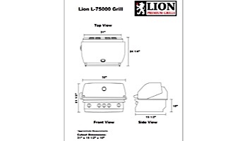 Lion Premium Grills L-75000 32" 4-Burner Stainless Steel Built-in Propane Grill with Lights | 75625