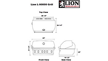 Lion Premium Grills L-90000 40" 5-Burner Stainless Steel Built-in Propane Grill with Lights | 90814