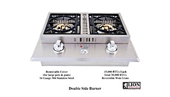 Lion Premium Grills Stainless Steel Double Side Burner Natural Gas | L1634