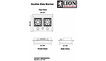 Lion Premium Grills Stainless Steel Double Side Burner Natural Gas | L1634