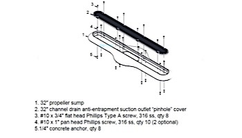 AquaStar 32" Pinhole Anti-Entrapment Suction Outlet Cover and Propeller Sump | White | 32PD101