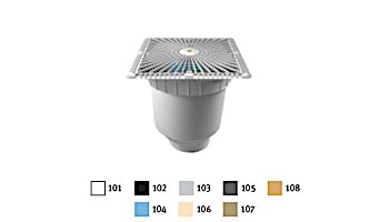AquaStar 12" Square MoFlow Suction Outlet Cover and Mud Frame | with 4" Socket PVC Sump | Light Gray | 12MF103D