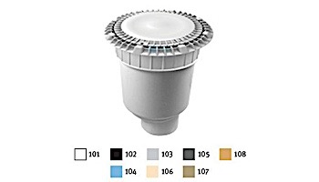 AquaStar 8" Round Low Profile Suction Outlet Cover with Vented Riser Ring with Double Deep Sump Bucket with 4" Spigot (VGB Series) | Light Gray | LP8AVWR103C