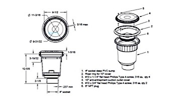 AquaStar 10" Round Suction Outlet Cover | with Solid Riser Ring with Double Deep Sump Bucket with 4"Socket (VGB Series) | Black | 10AVR102D