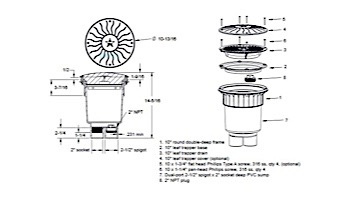 AquaStar 10" Round Debris Catcher Suction Outlet Cover with 2 Port Double Deep Sump Bucket (VGB Series) | Black | 10LT102B