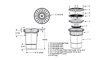 AquaStar 10" Round Debris Catcher Anti-Entrapment Suction Outlet Cover with Double Deep Sump Bucket with 6" Socket  (VGB Series) | White | 10LT101F