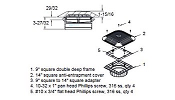 AquaStar 14" Square Grate with Double Deep Mud Frame/Sump for Optional Secondary Drain (VGB Series) | White | 914101A