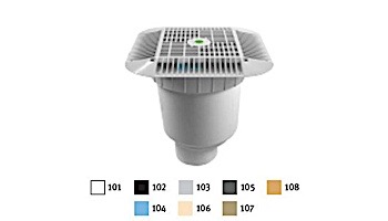 AquaStar 14" Square Grate with Double Deep Sump Bucket with 4" Spigot (VGB Series) White | 914101C