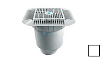 AquaStar 14" Square Grate with Double Deep Sump Bucket with 4" Socket (VGB Series) | Light Gray | 914103D