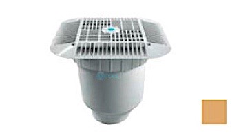 AquaStar 14" Square Grate with Double Deep Sump Bucket with 4" Socket (VGB Series) | Light Gray | 914103D