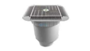 AquaStar 16" Square Grate with Double Deep Sump Bucket with 4" Spigot (VGB Series) Light Gray | 1216103C