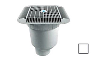AquaStar 16" Square Grate with Double Deep Sump Bucket | with 4" Socket (VGB Series) | White | 1216101D