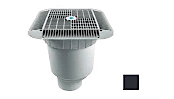 AquaStar 16" Square Grate with Double Deep Sump Bucket | with 4" Socket (VGB Series) | Black | 1216102D
