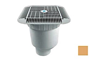 AquaStar 16" Square Grate with Double Deep Sump Bucket | with 4" Socket (VGB Series) | Tan | 1216108D