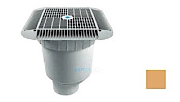 AquaStar 16" Square Grate with Double Deep Sump Bucket | with 4" Socket (VGB Series) | Light Gray | 1216103D