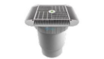 AquaStar 16" Square Grate with Double Deep Sump Bucket with 6" Spigot (VGB Series) White | 1216101E