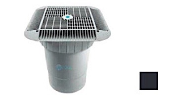 AquaStar 16" Square Grate with Double Deep Sump Bucket | with 6" Socket (VGB Series) | Dark Gray | 1216105F