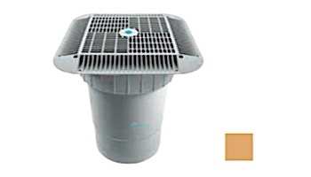 AquaStar 16" Square Grate with Double Deep Sump Bucket | with 6" Socket (VGB Series) | Tan | 1216108F
