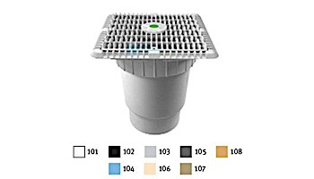 AquaStar 9" Square Wave Suction Outlet Cover with Vented Riser Ring with Double Deep Sump Bucket with 6" Spigot (VGB Series) White | WAV9WR101E